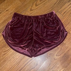 Red velvet pajama shorts